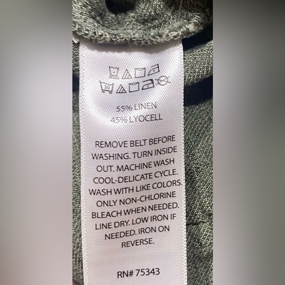 Nicole Miller NY Pants Size Large Olive Green Linen/Lyocell Cargo With Belt - Picture 5 of 7